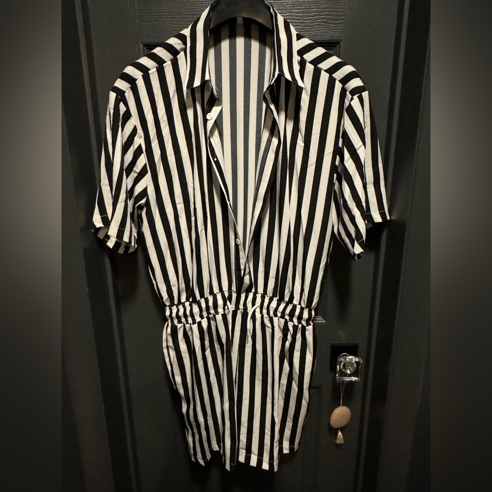 Black and white stripe jumpsuit no label​​​​​